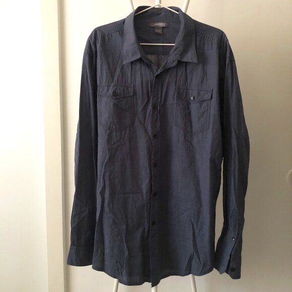 METHOD MENS BUTTON UP LONG SLEEVE 100% COTTON  STITCHING DETAILS LIGHTWEIGHT XXL - Picture 1 of 7